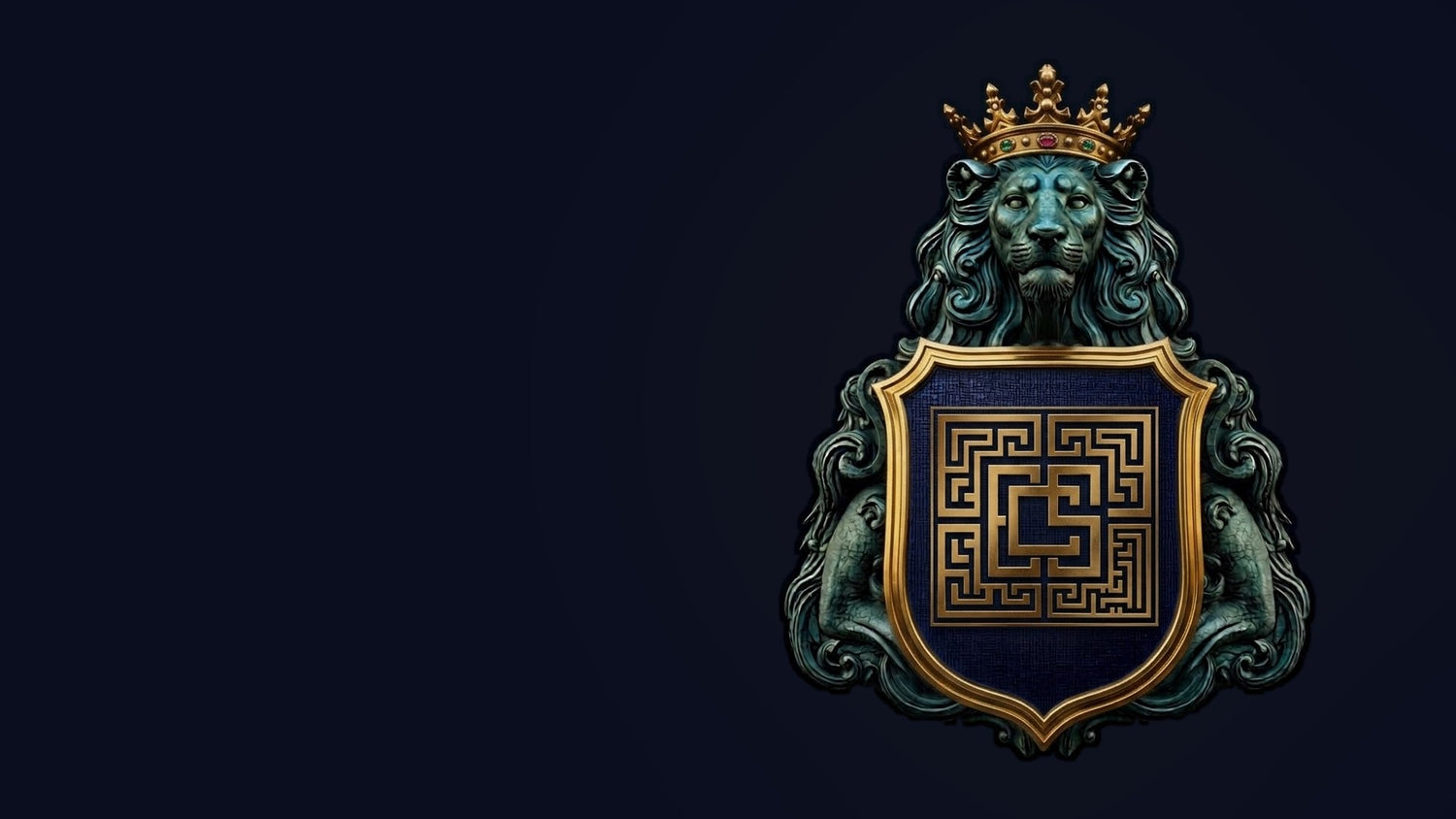 Elite Combat Store hero - lejonemblem pa morkbla botten